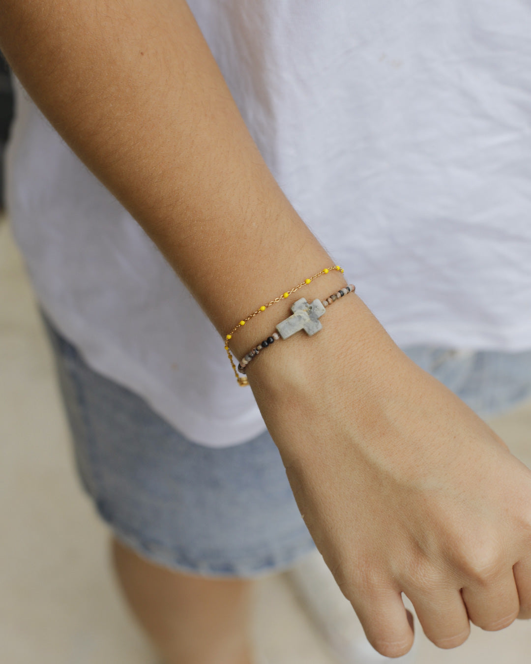 Pulsera Cruz Piedras