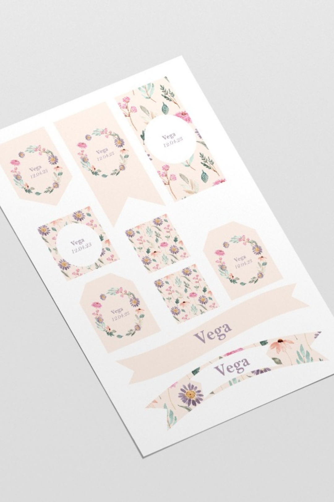 Pack papelería Comunión Personalizado Flores (descargable)