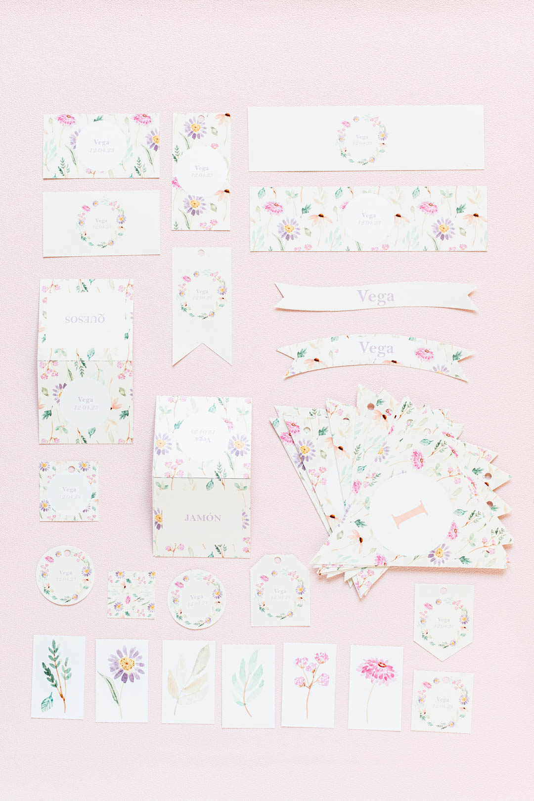 Pack papelería Comunión Personalizado Flores (descargable)