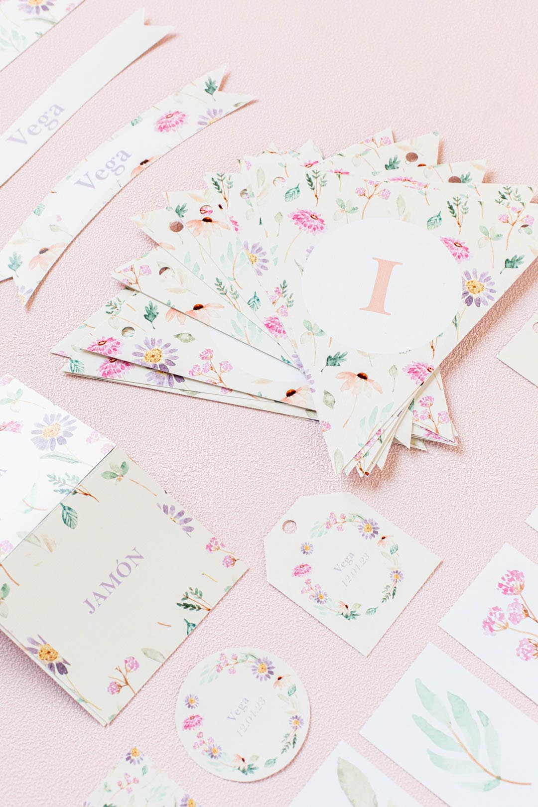 Pack papelería Comunión Personalizado Flores (descargable)