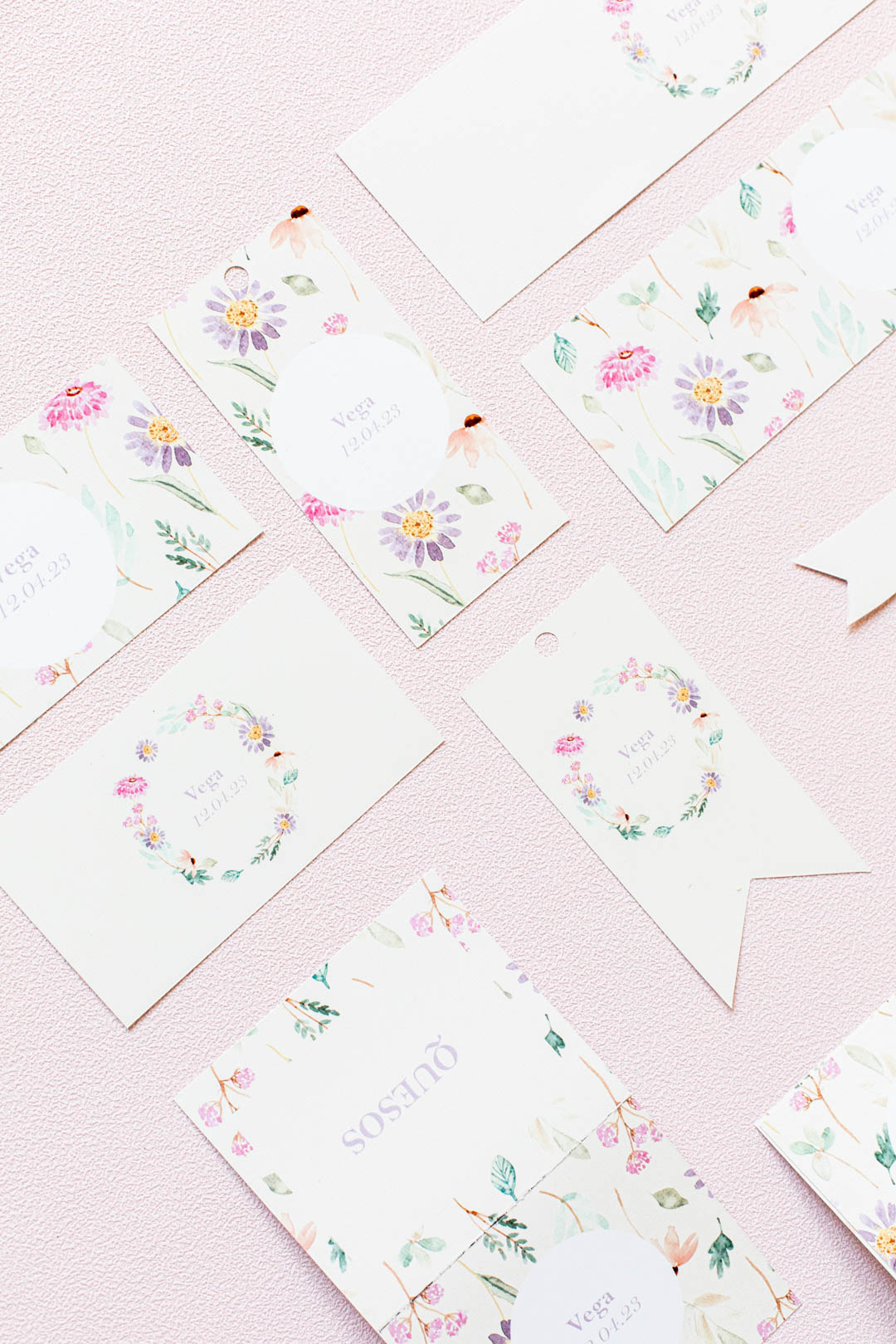 Pack papelería Comunión Personalizado Flores (descargable)