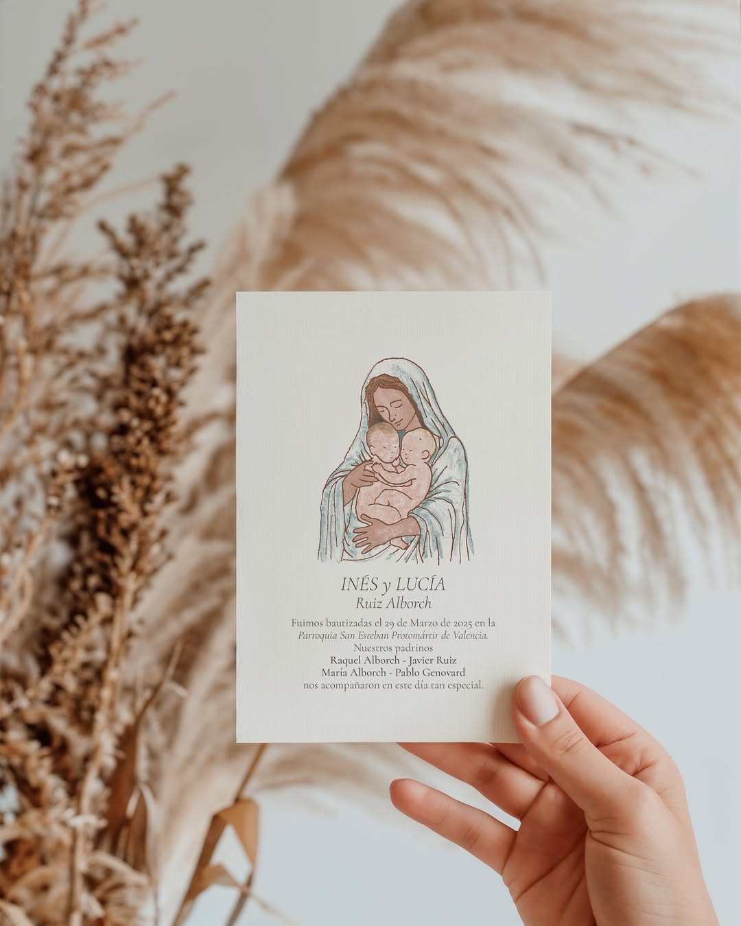 Recordatorio Bautizo/Comunión con ilustración personalizada